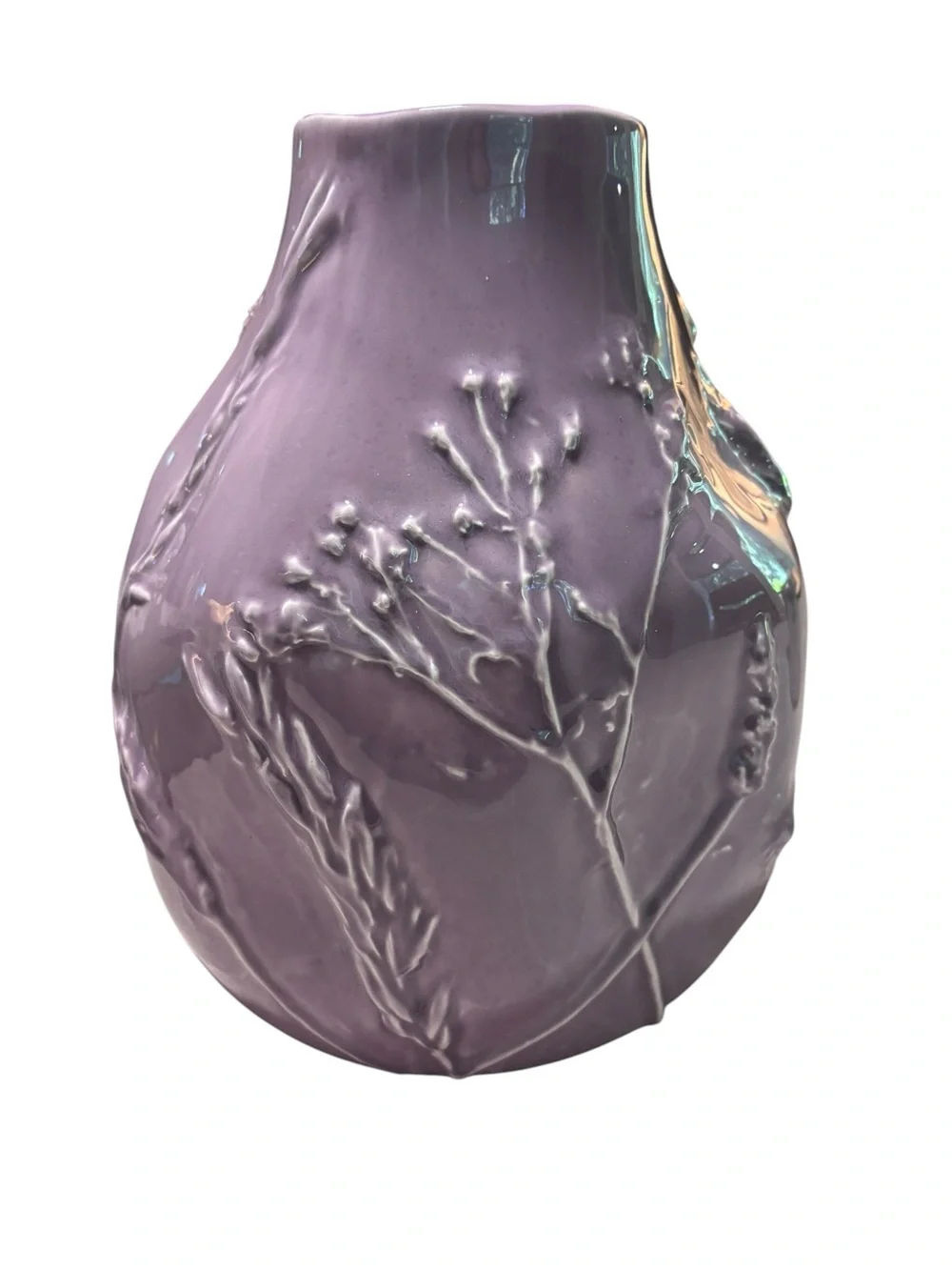 Anthropologie large rare & retired Lavender botanical Textured ceramic Vase
